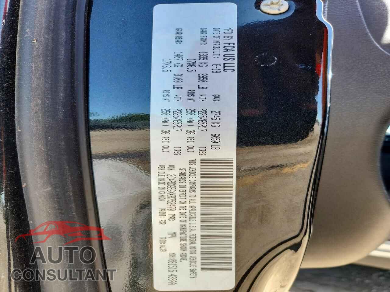 DODGE CARAVAN 2019 - 2C4RDGEGXKR752470