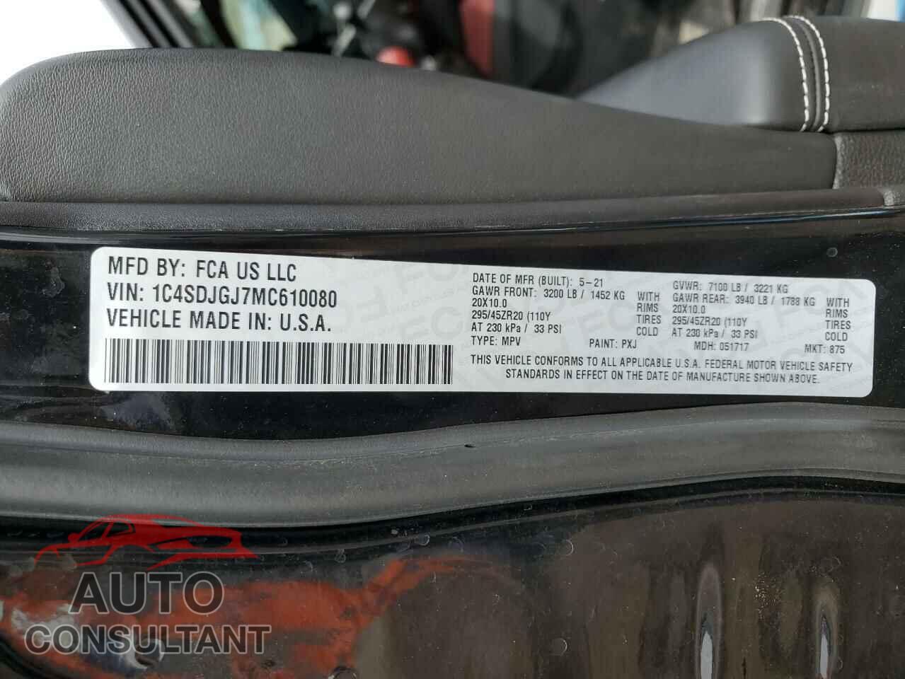 DODGE DURANGO 2021 - 1C4SDJGJ7MC610080