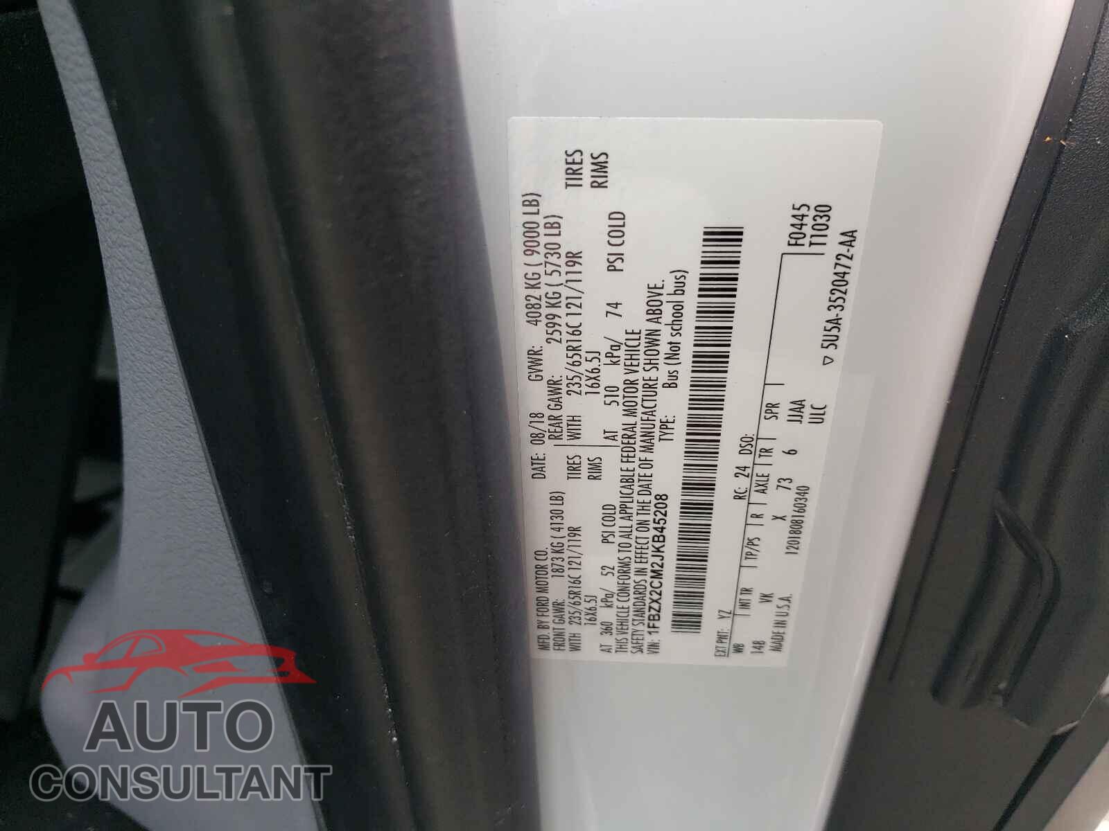 FORD TRANSIT CO 2018 - 1FBZX2CM2JKB45208