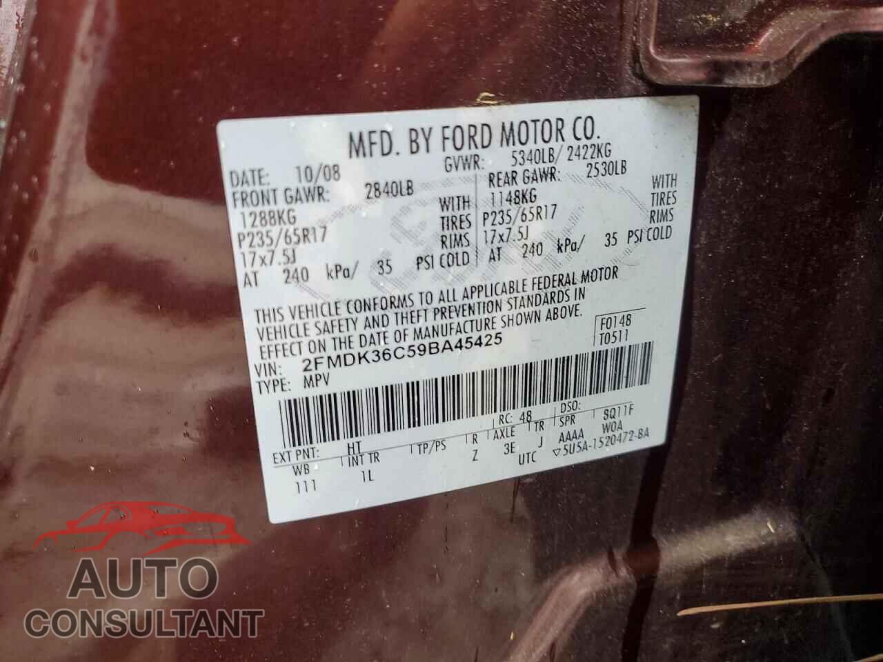 FORD EDGE 2009 - 2FMDK36C59BA45425