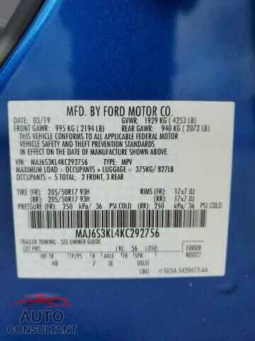 FORD ECOSPORT 2019 - MAJ6S3KL4KC292756
