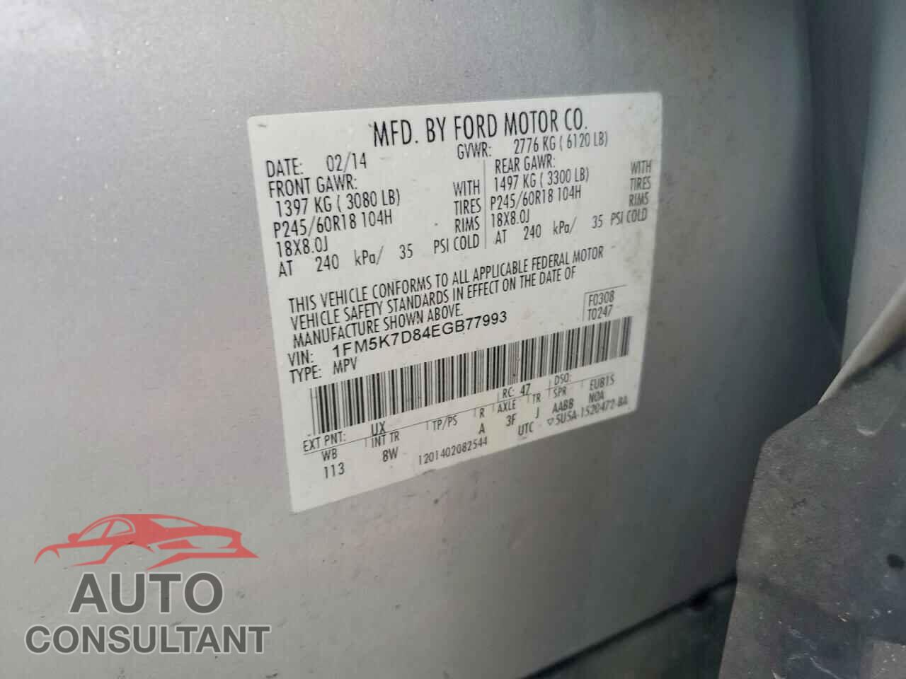 FORD EXPLORER 2014 - 1FM5K7D84EGB77993