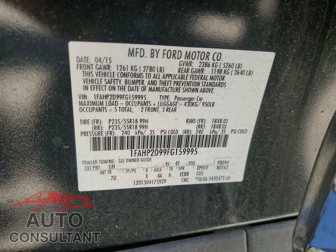 FORD TAURUS 2015 - 1FAHP2D99FG159995
