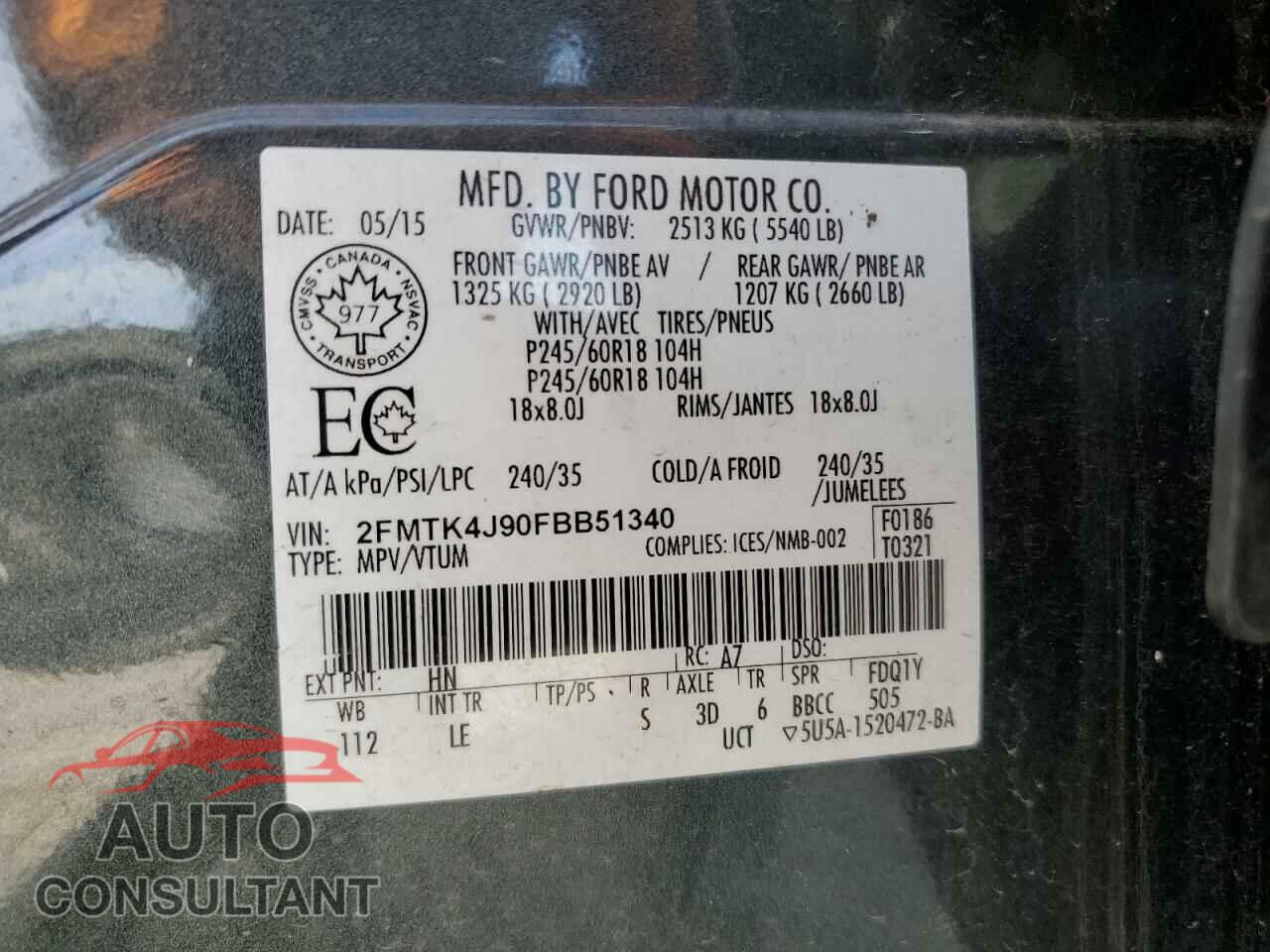 FORD EDGE 2015 - 2FMTK4J90FBB51340