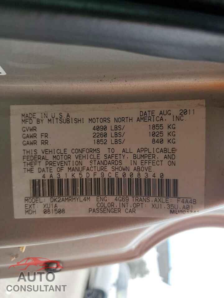 MITSUBISHI ECLIPSE 2012 - 4A31K5DF9CE008340