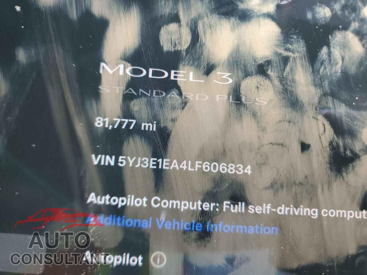 TESLA MODEL 3 2020 - 5YJ3E1EA4LF606834