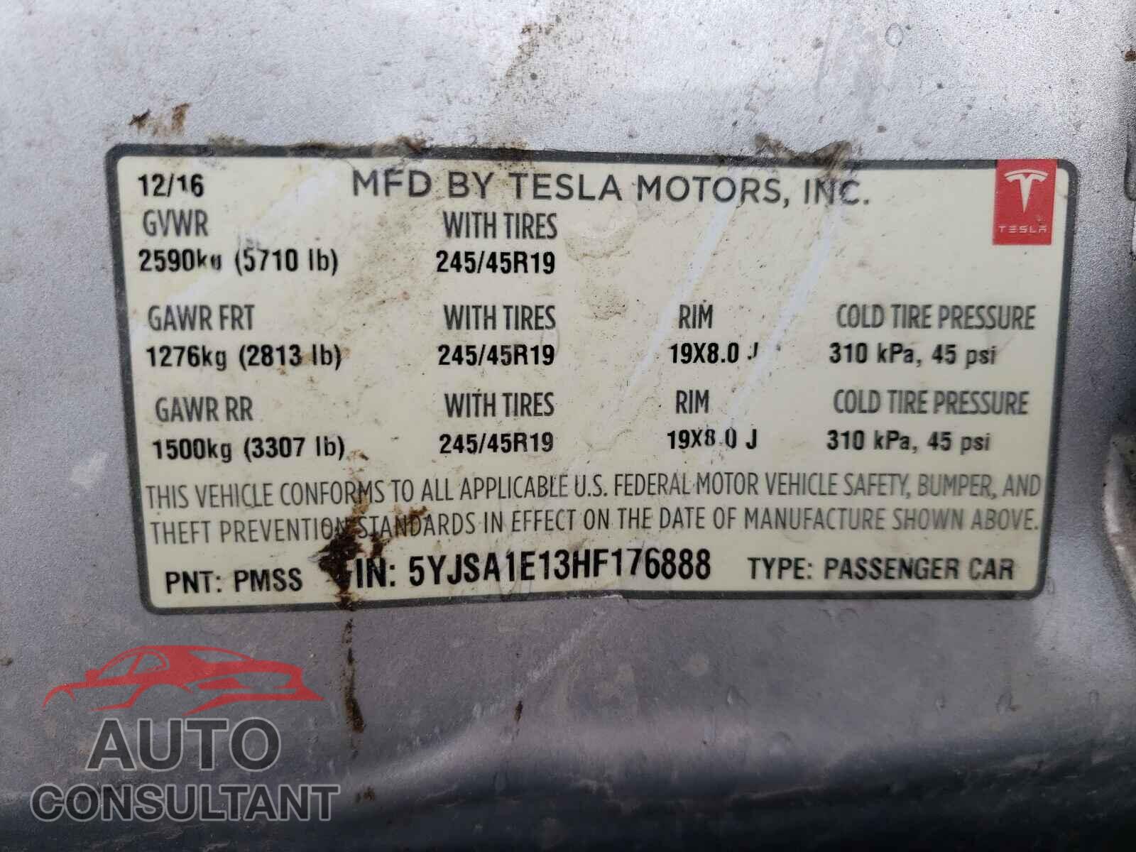 TESLA MODEL S 2017 - 5YJSA1E13HF176888