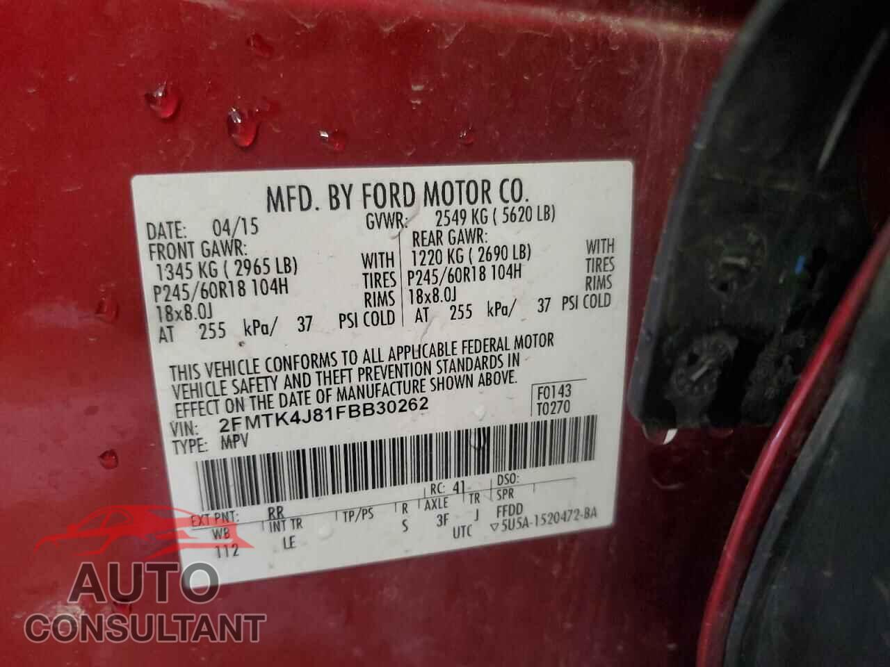 FORD EDGE 2015 - 2FMTK4J81FBB30262