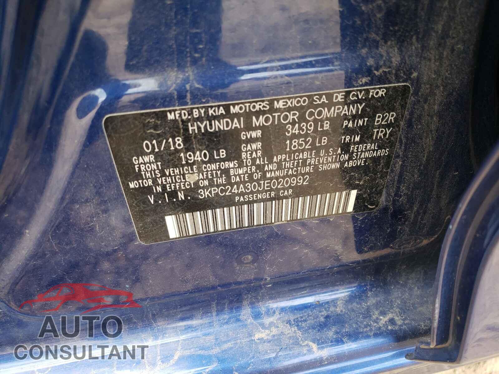 HYUNDAI ACCENT 2018 - 3KPC24A30JE020992