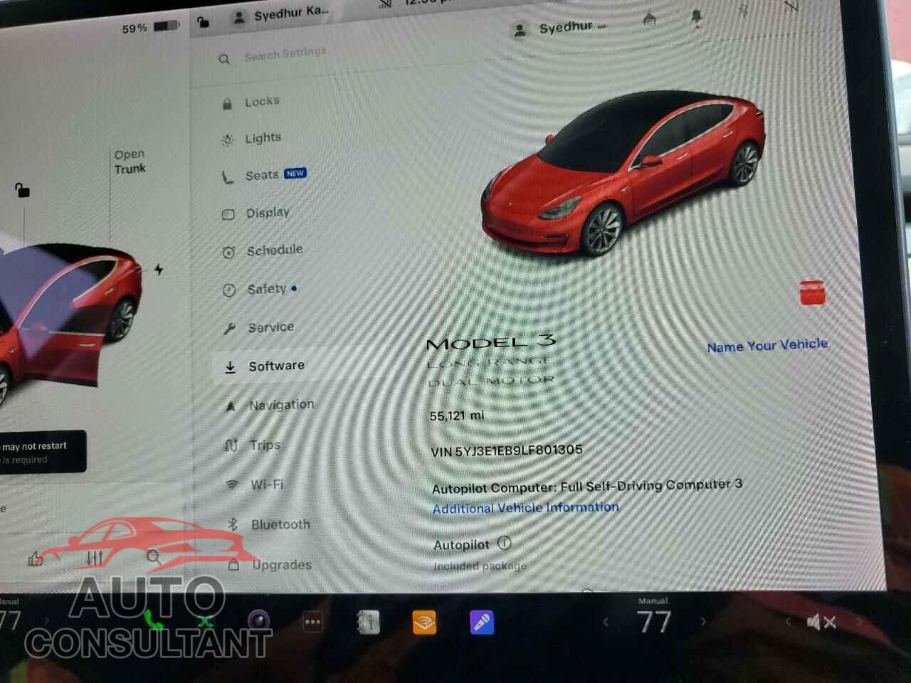 TESLA MODEL 3 2020 - 5YJ3E1EB9LF801305