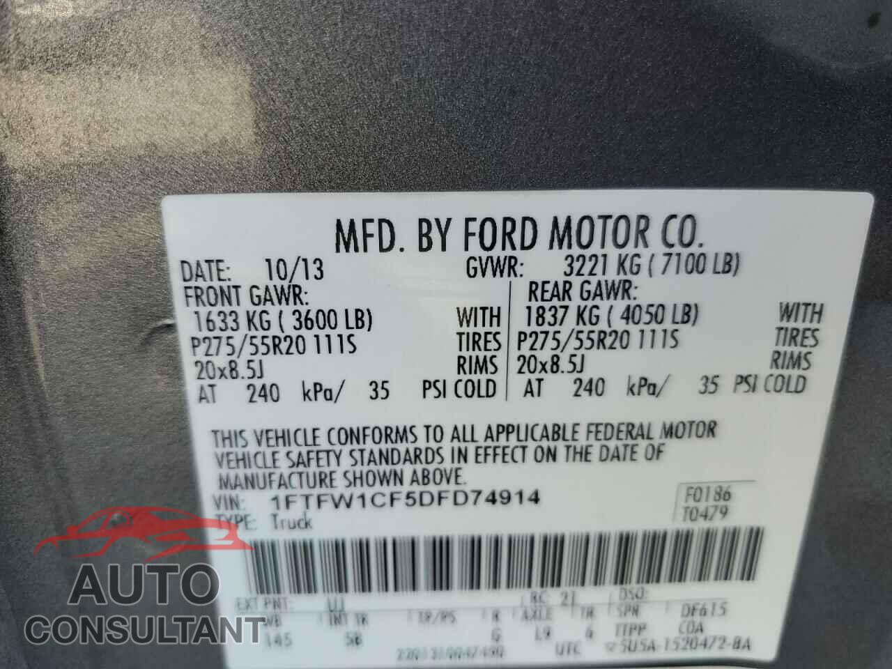 FORD F-150 2013 - 1FTFW1CF5DFD74914