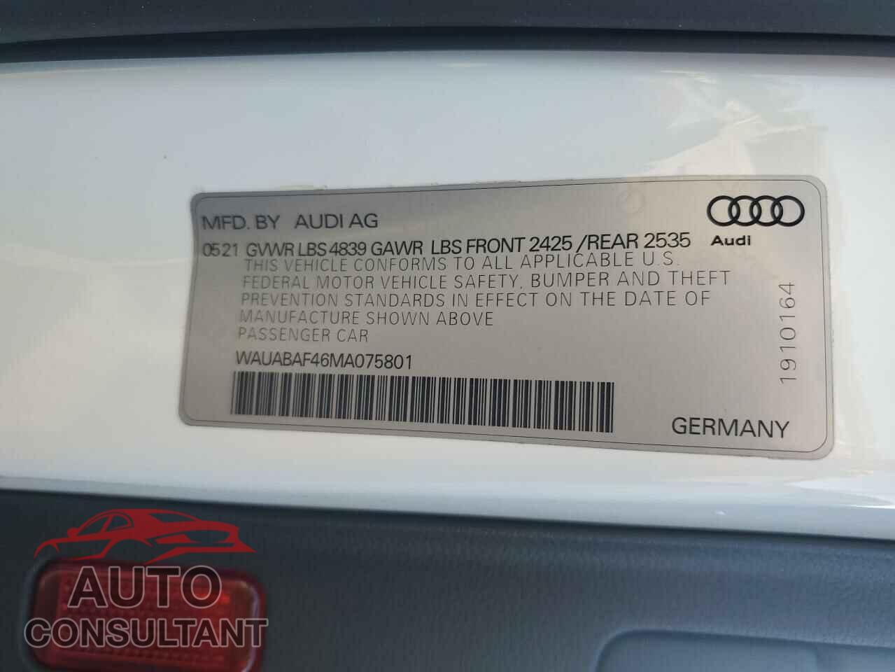 AUDI A4 2021 - WAUABAF46MA075801