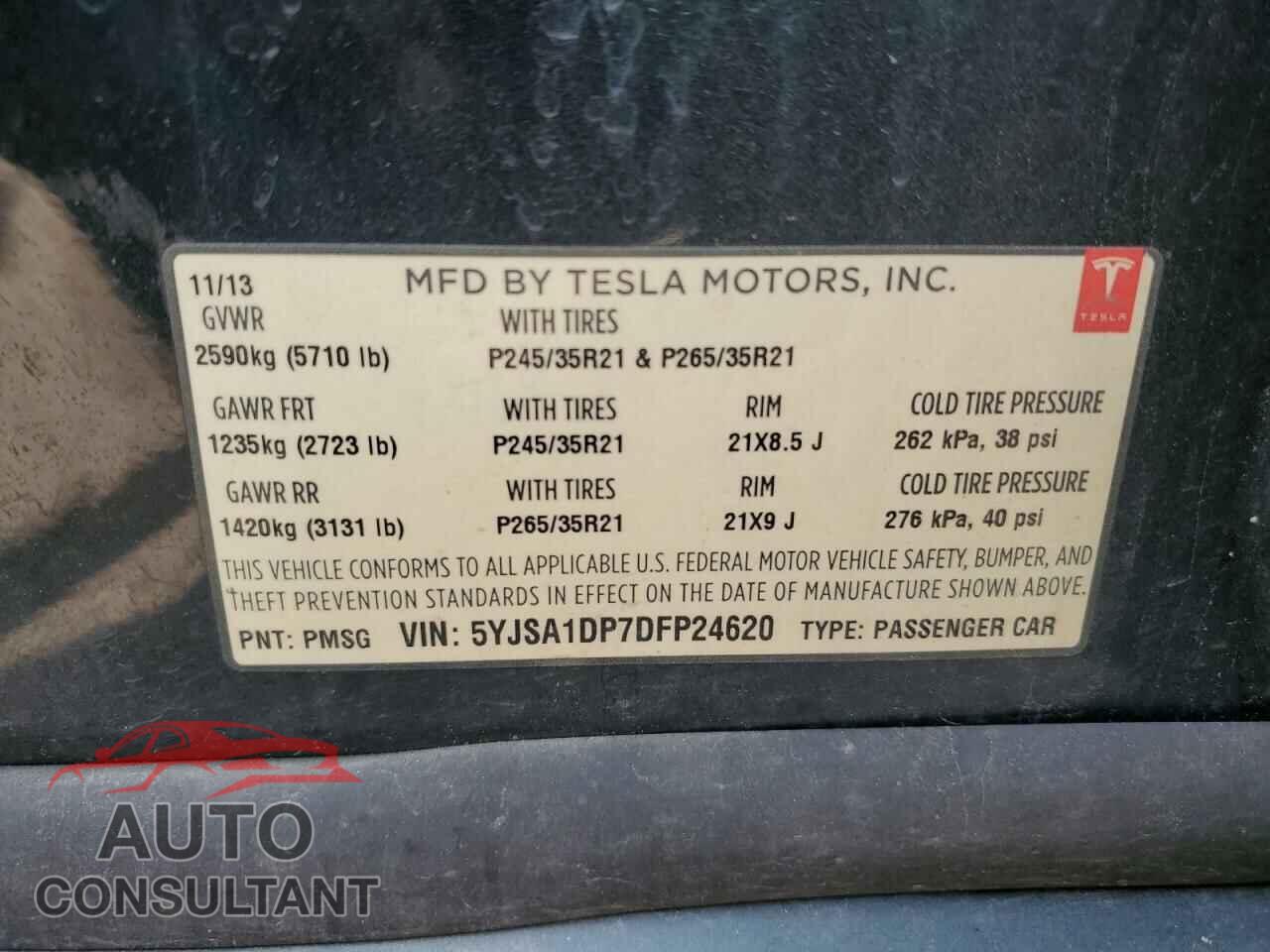TESLA MODEL S 2013 - 5YJSA1DP7DFP24620