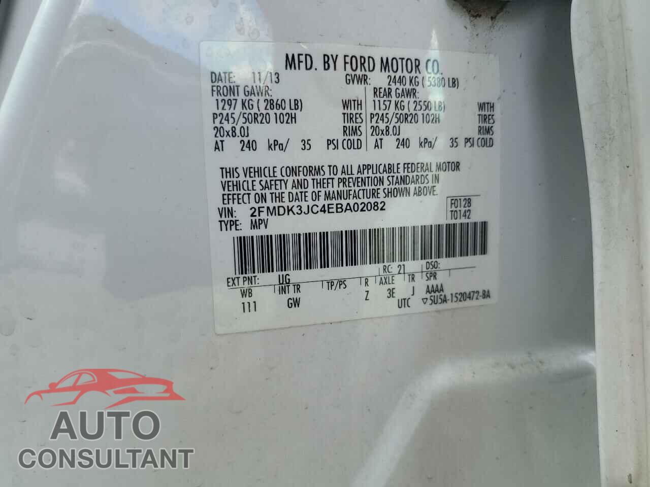 FORD EDGE 2014 - 2FMDK3JC4EBA02082