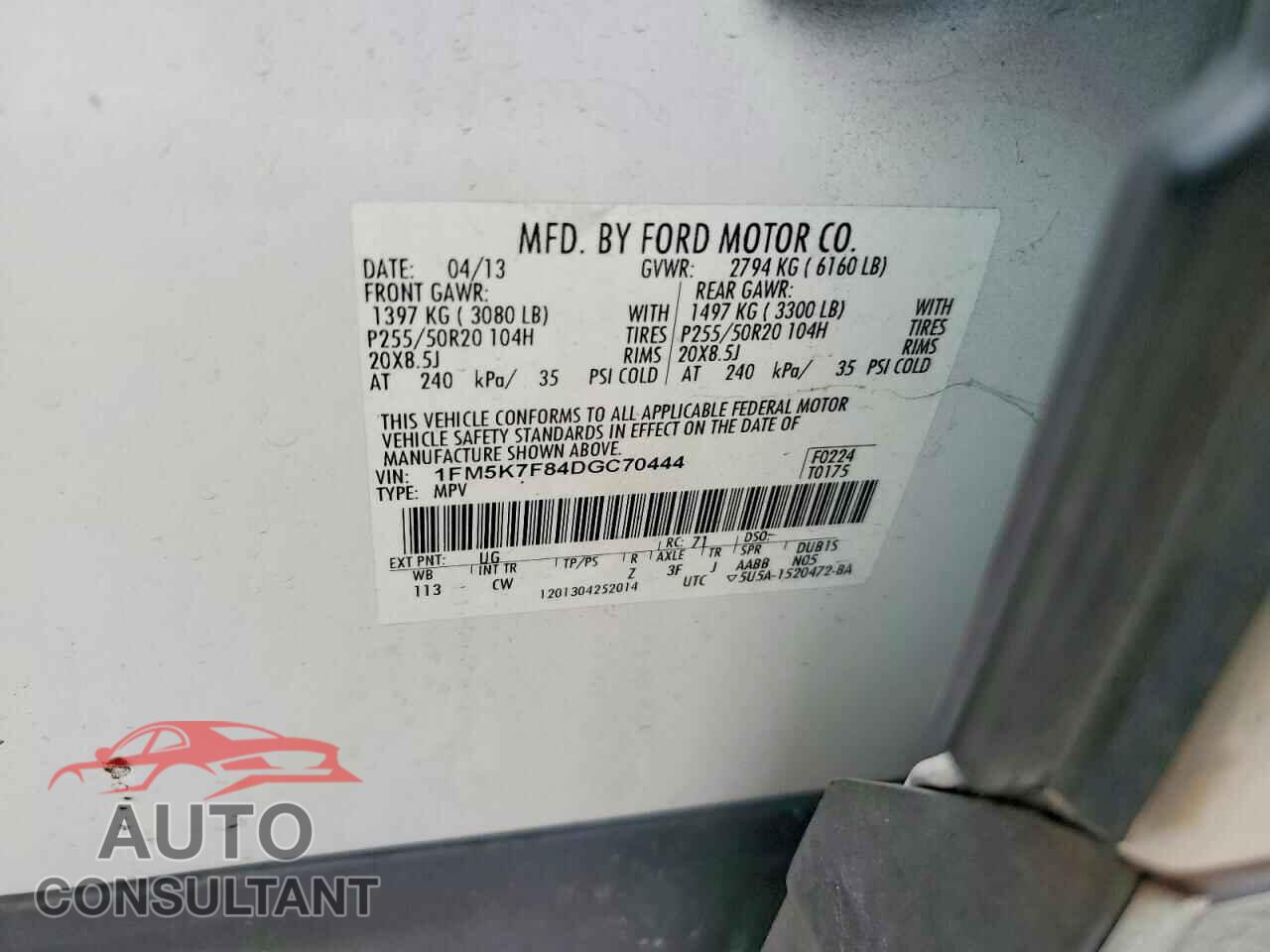FORD EXPLORER 2013 - 1FM5K7F84DGC70444