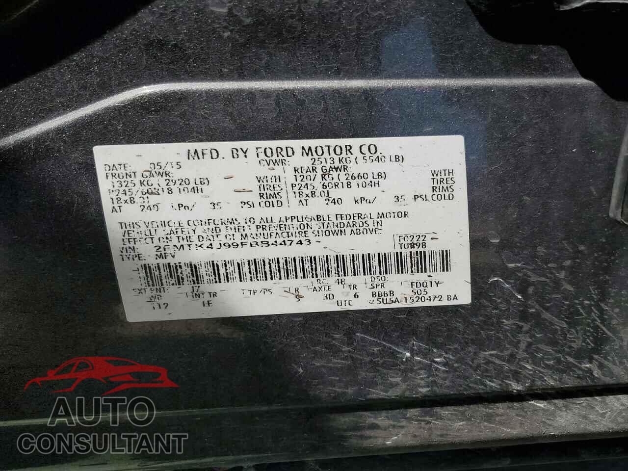 FORD EDGE 2015 - 2FMTK4J99FBB44743