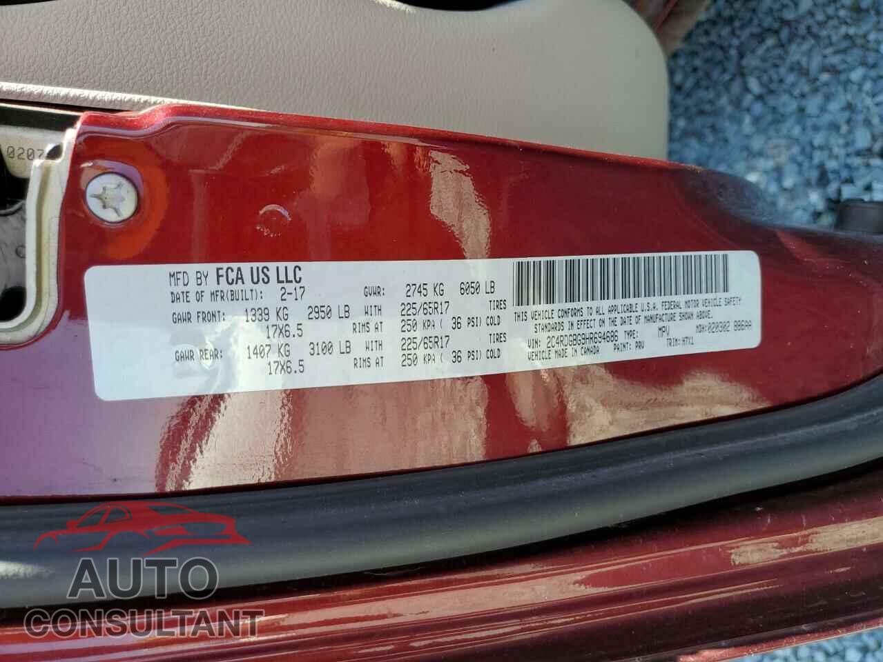 DODGE CARAVAN 2017 - 2C4RDGBG9HR694686