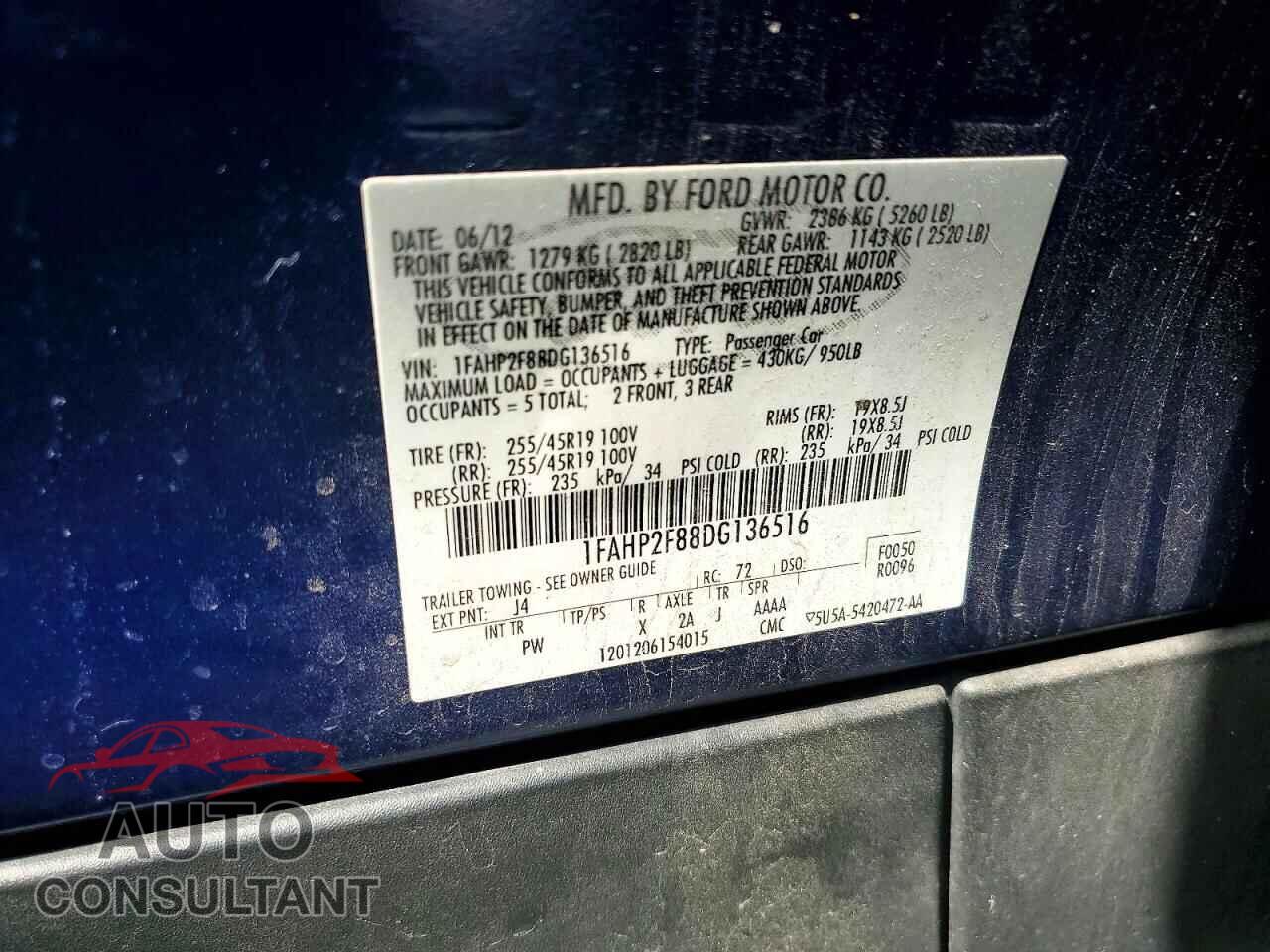 FORD TAURUS 2013 - 1FAHP2F88DG136516