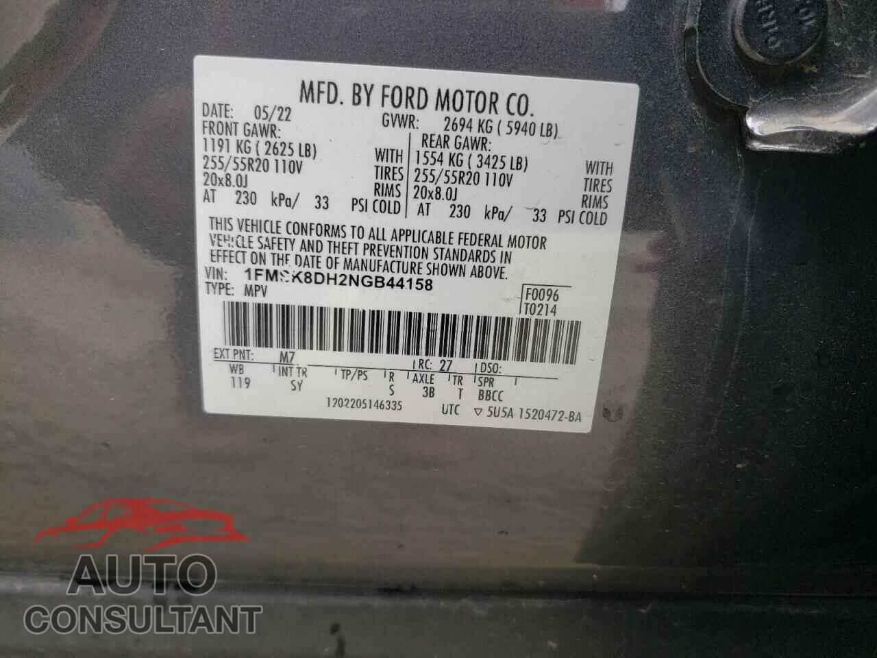 FORD EXPLORER 2022 - 1FMSK8DH2NGB44158