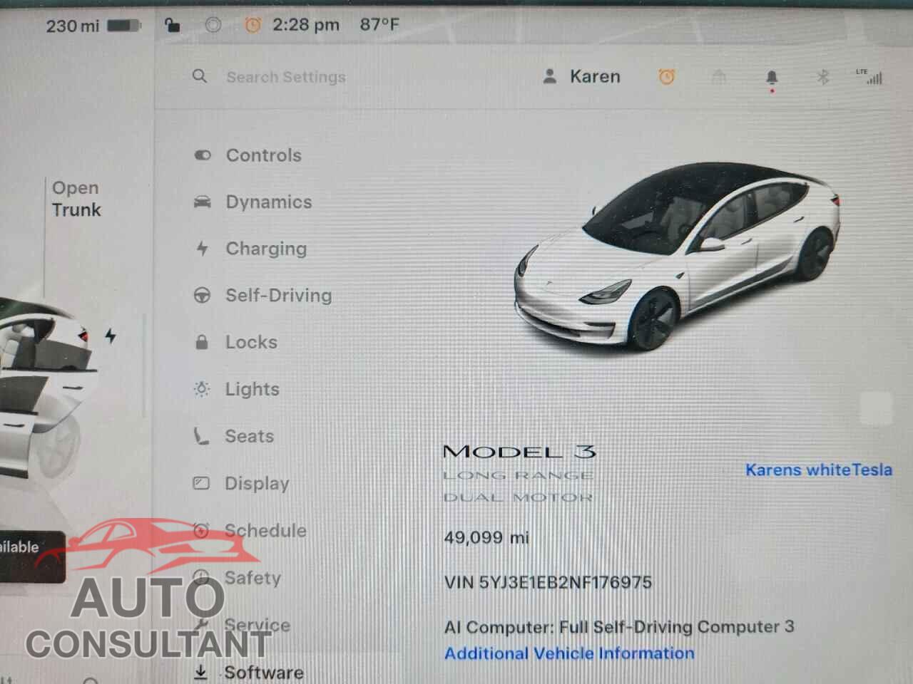 TESLA MODEL 3 2022 - 5YJ3E1EB2NF176975