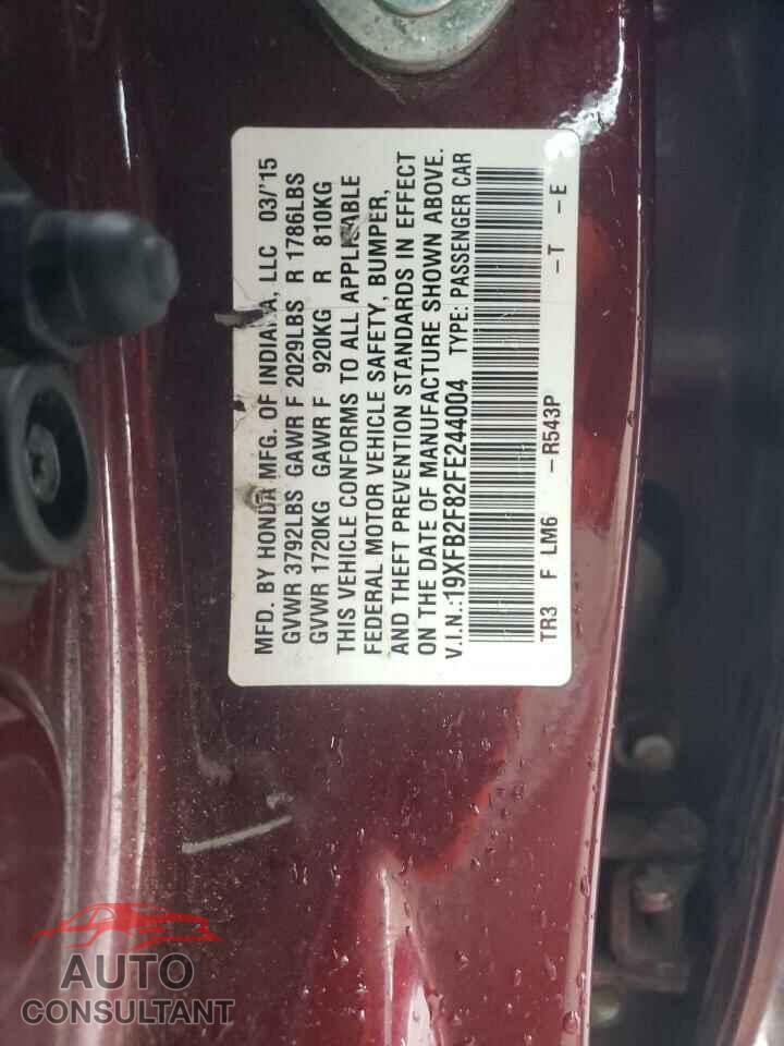 HONDA CIVIC 2015 - 19XFB2F82FE244004