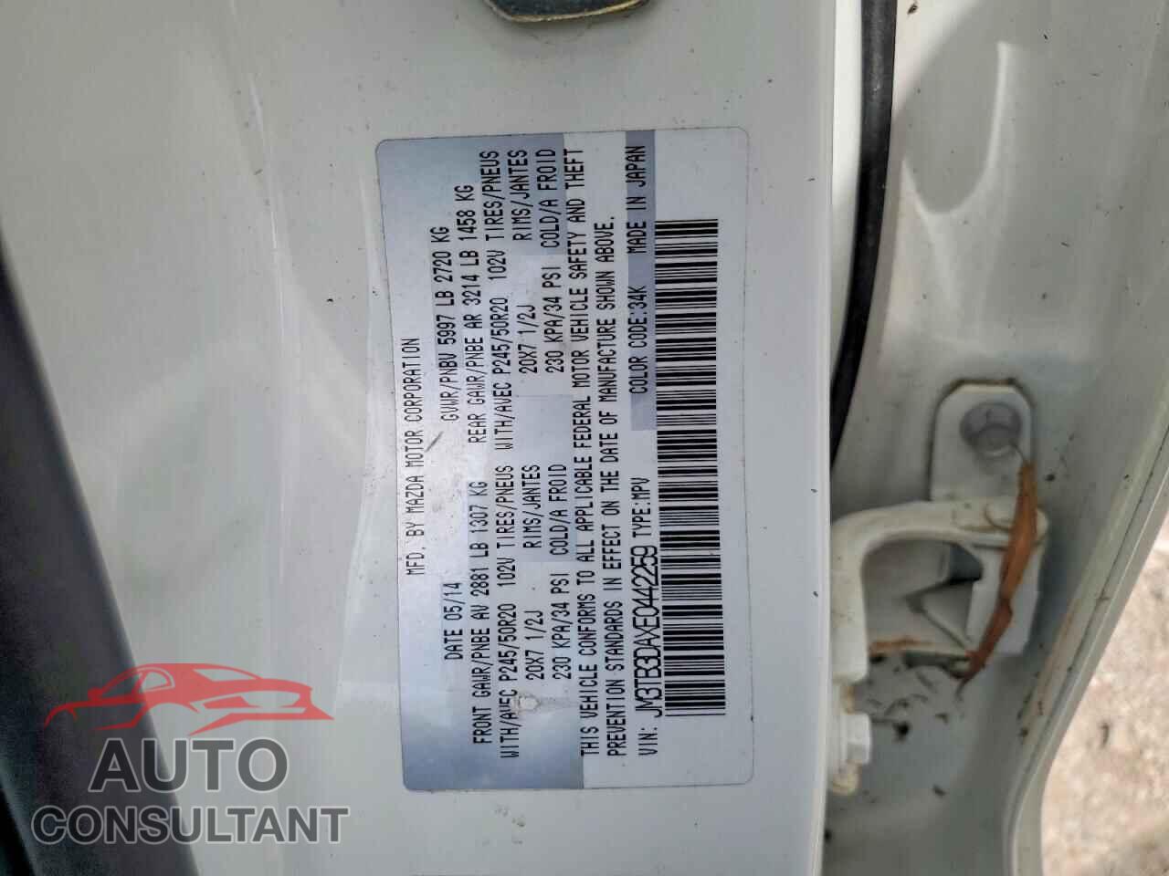 MAZDA CX-9 2014 - JM3TB3DAXE0442259