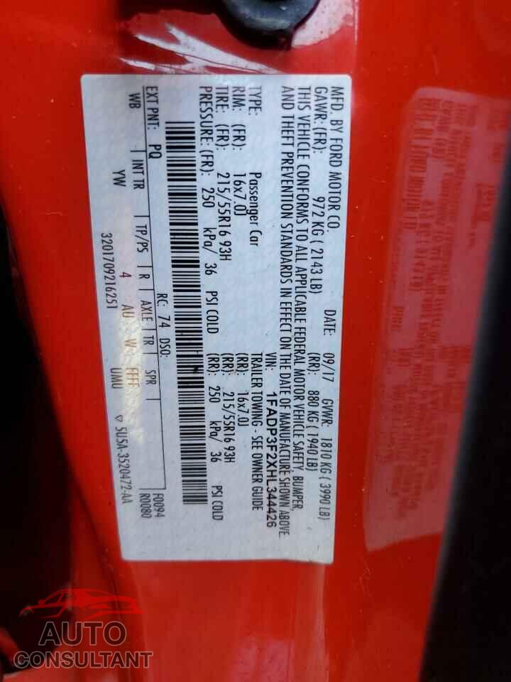 FORD FOCUS 2017 - 1FADP3F2XHL344426