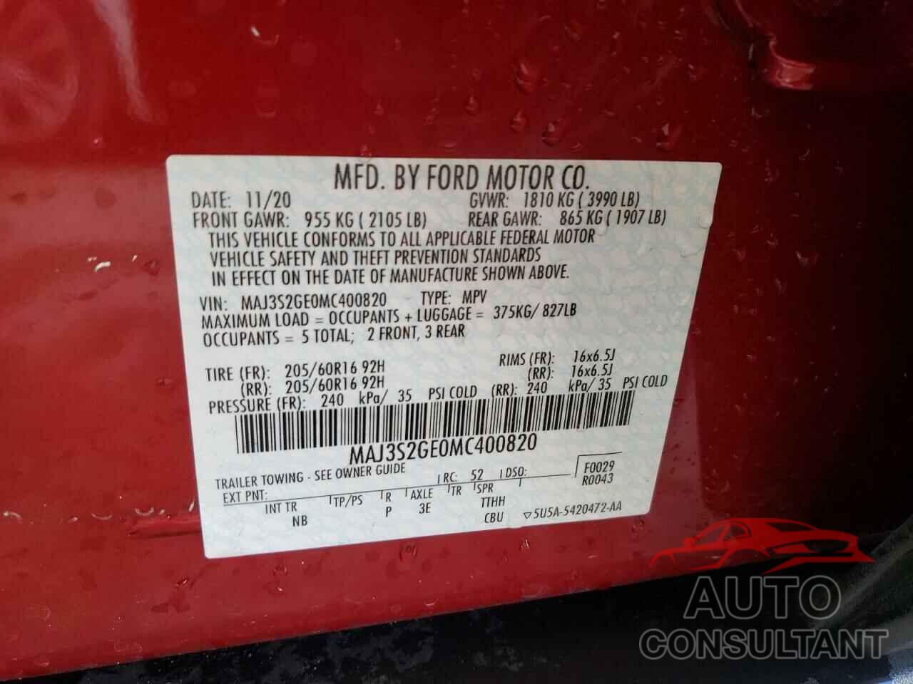 FORD ALL OTHER 2021 - MAJ3S2GE0MC400820