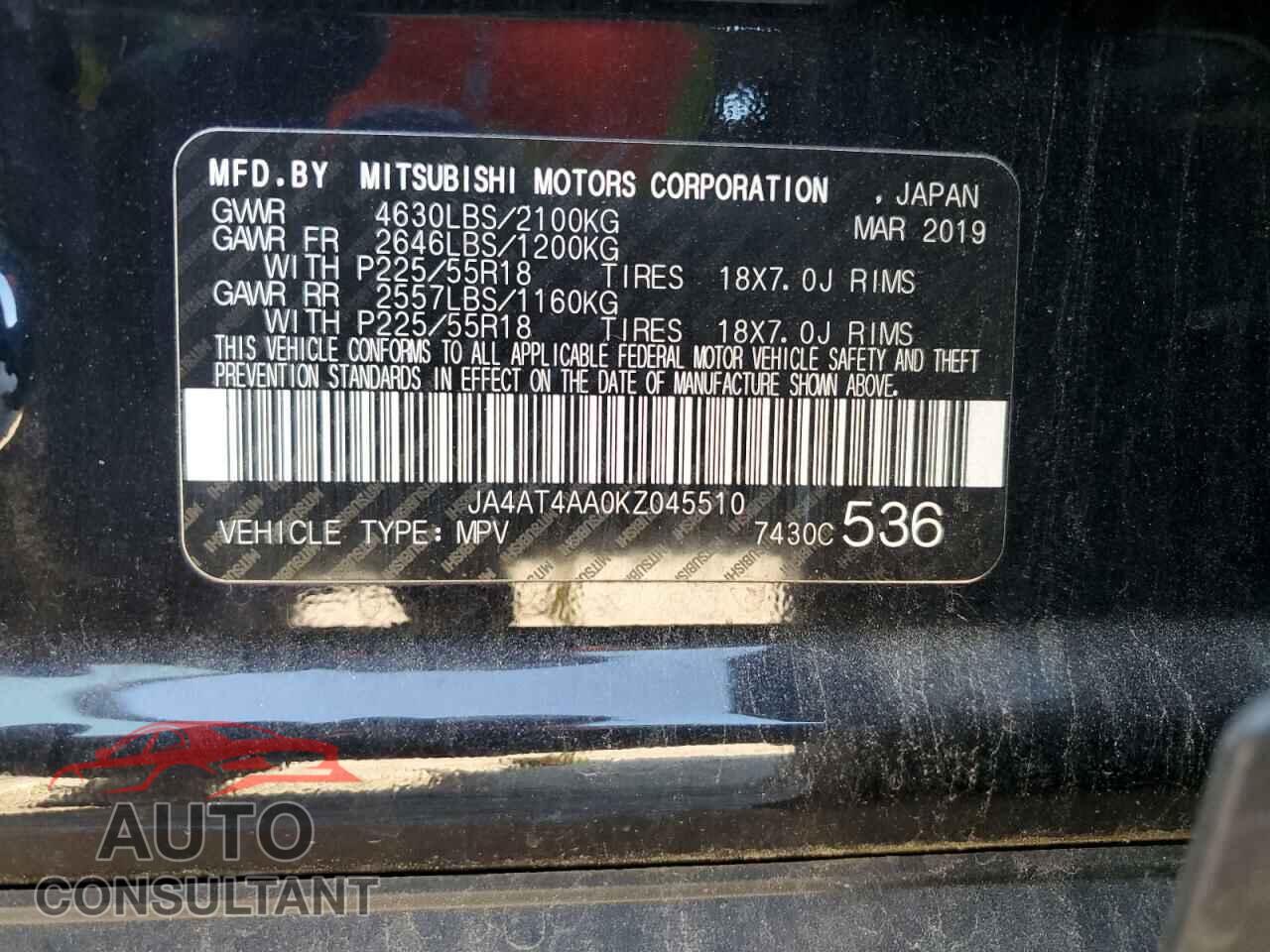 MITSUBISHI ECLIPSE 2019 - JA4AT4AA0KZ045510