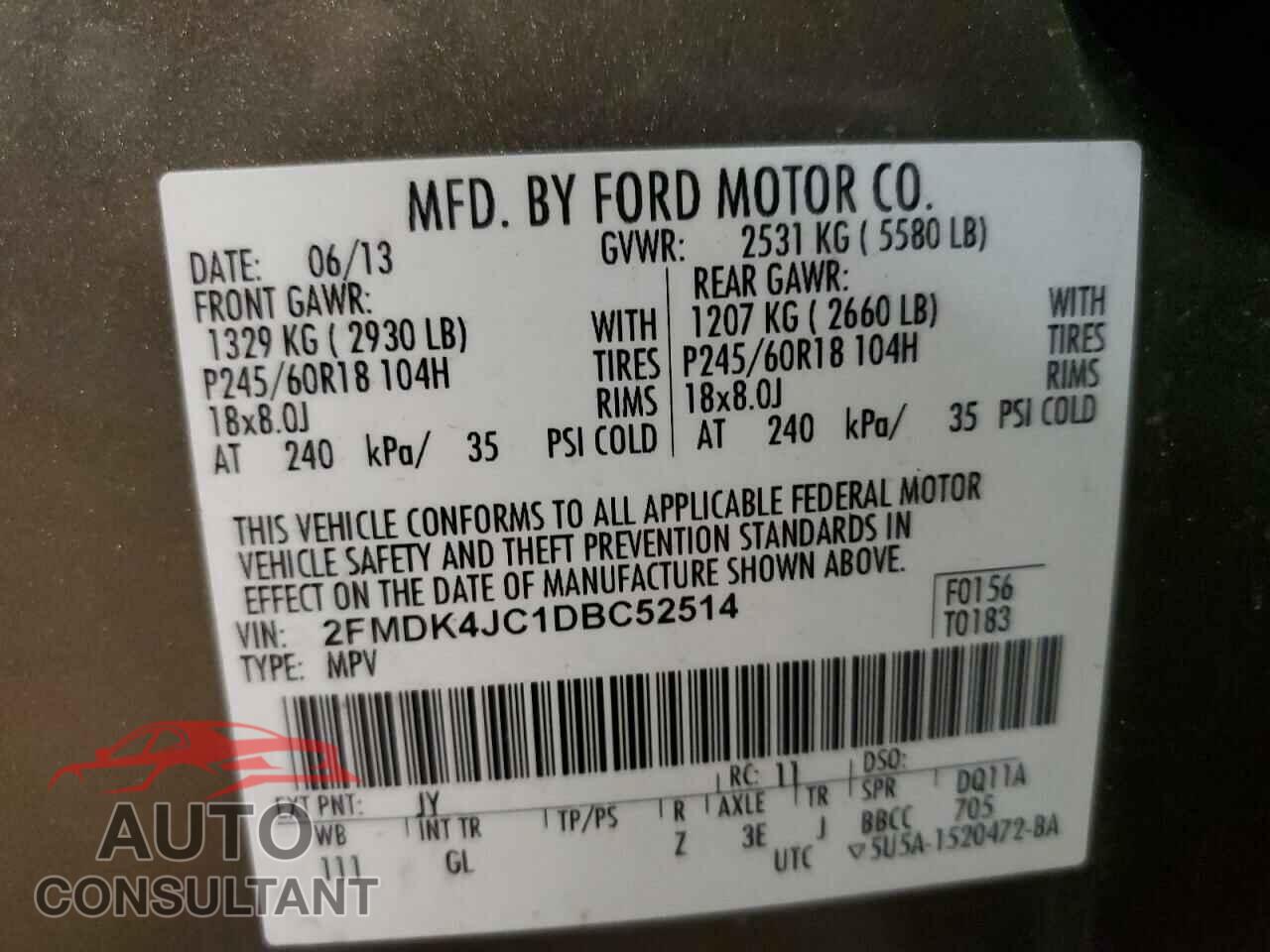 FORD EDGE 2013 - 2FMDK4JC1DBC52514