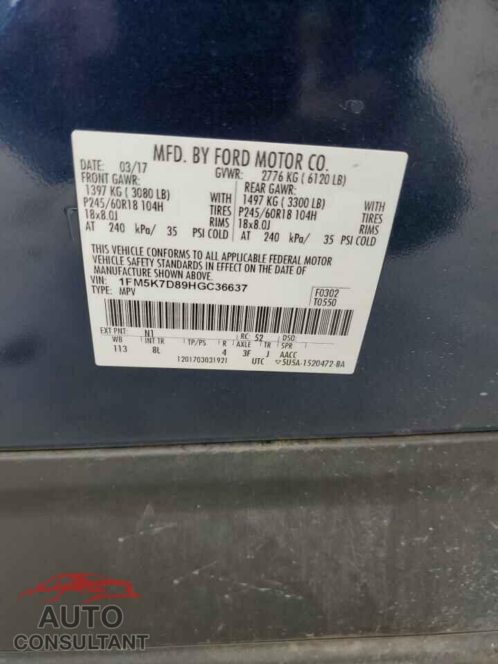 FORD EXPLORER 2017 - 1FM5K7D89HGC36637