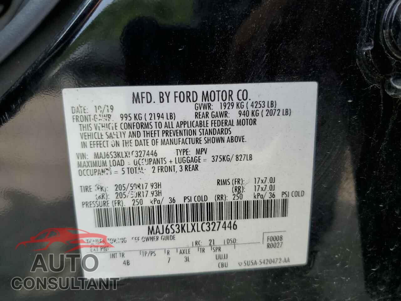 FORD ALL OTHER 2020 - MAJ6S3KLXLC327446
