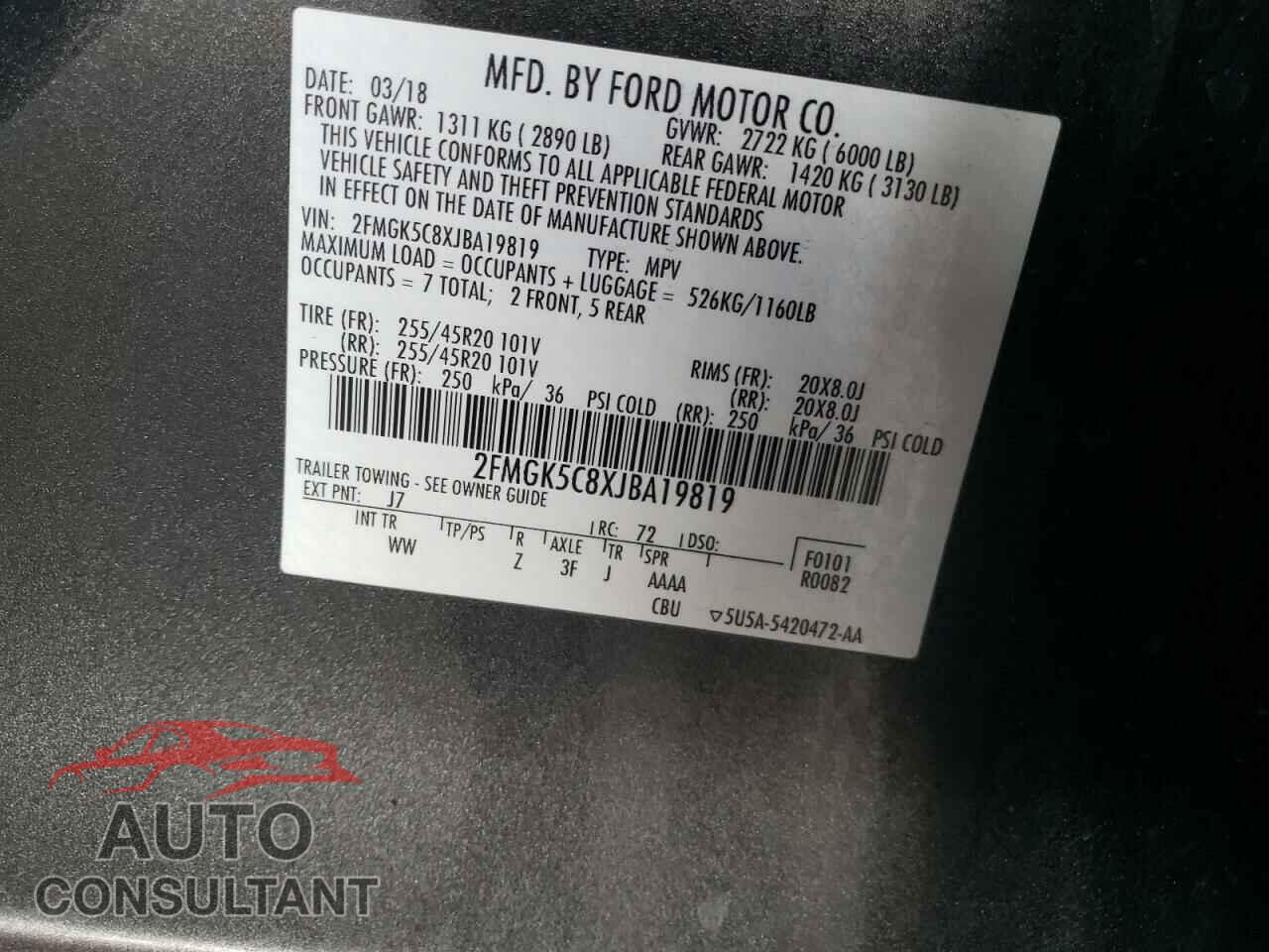 FORD FLEX 2018 - 2FMGK5C8XJBA19819