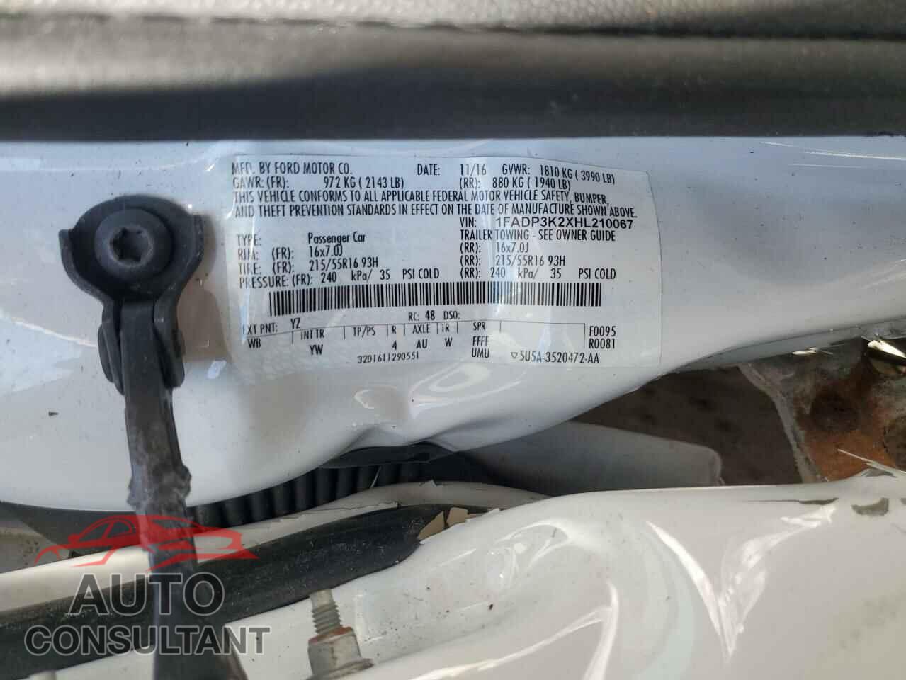 FORD FOCUS 2017 - 1FADP3K2XHL210067