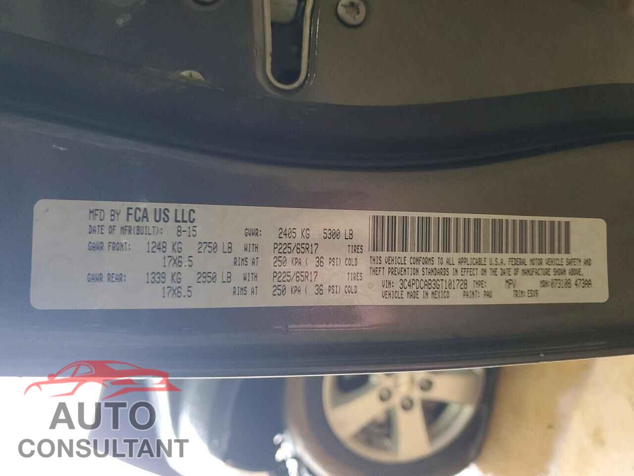 DODGE ALL OTHER 2016 - 3C4PDCAB3GT101728
