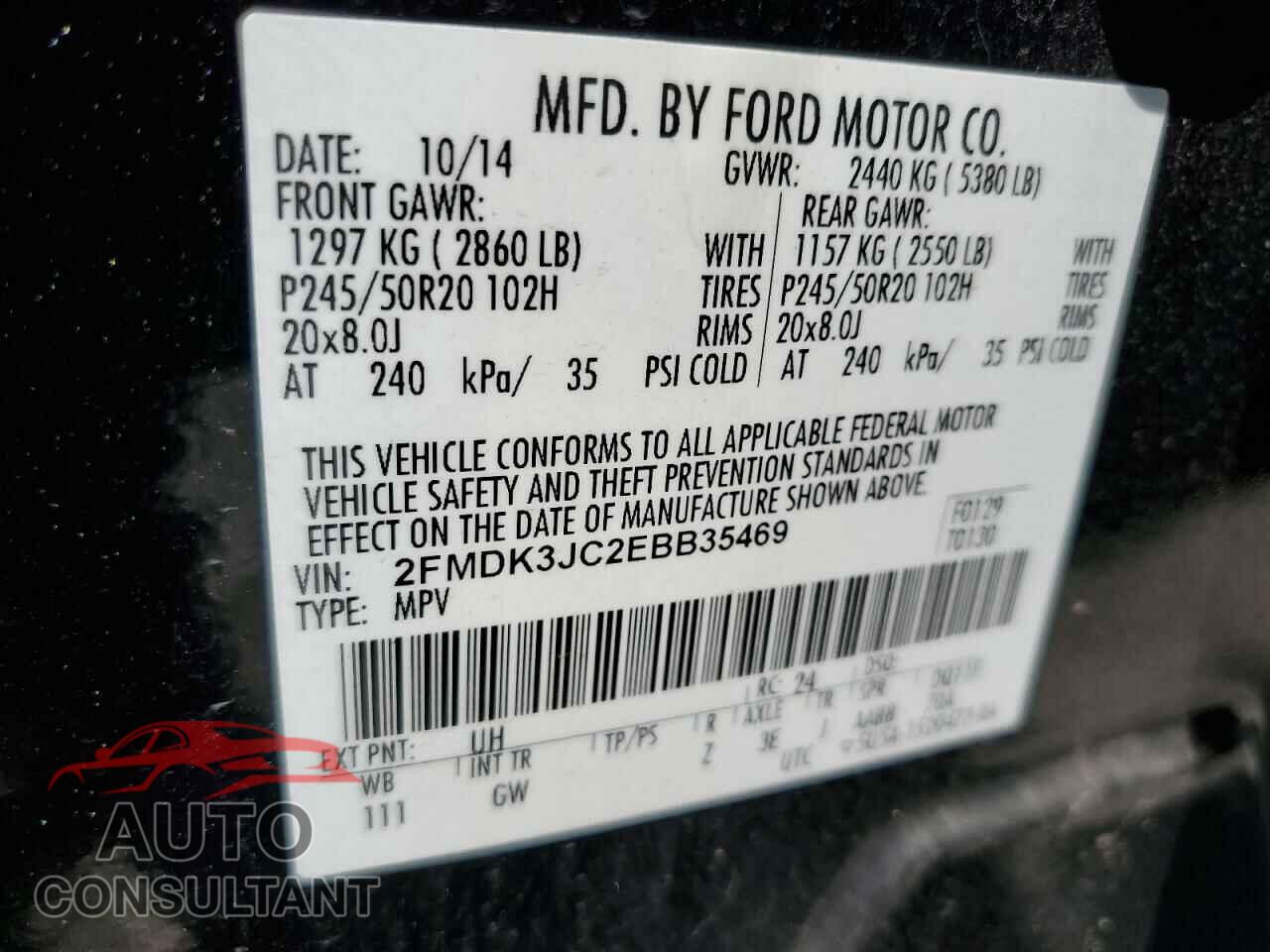 FORD EDGE 2014 - 2FMDK3JC2EBB35469