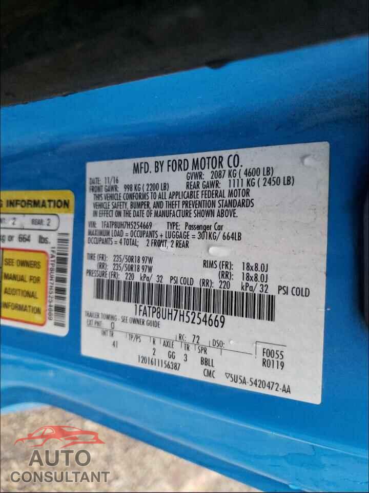 FORD MUSTANG 2017 - 1FATP8UH7H5254669