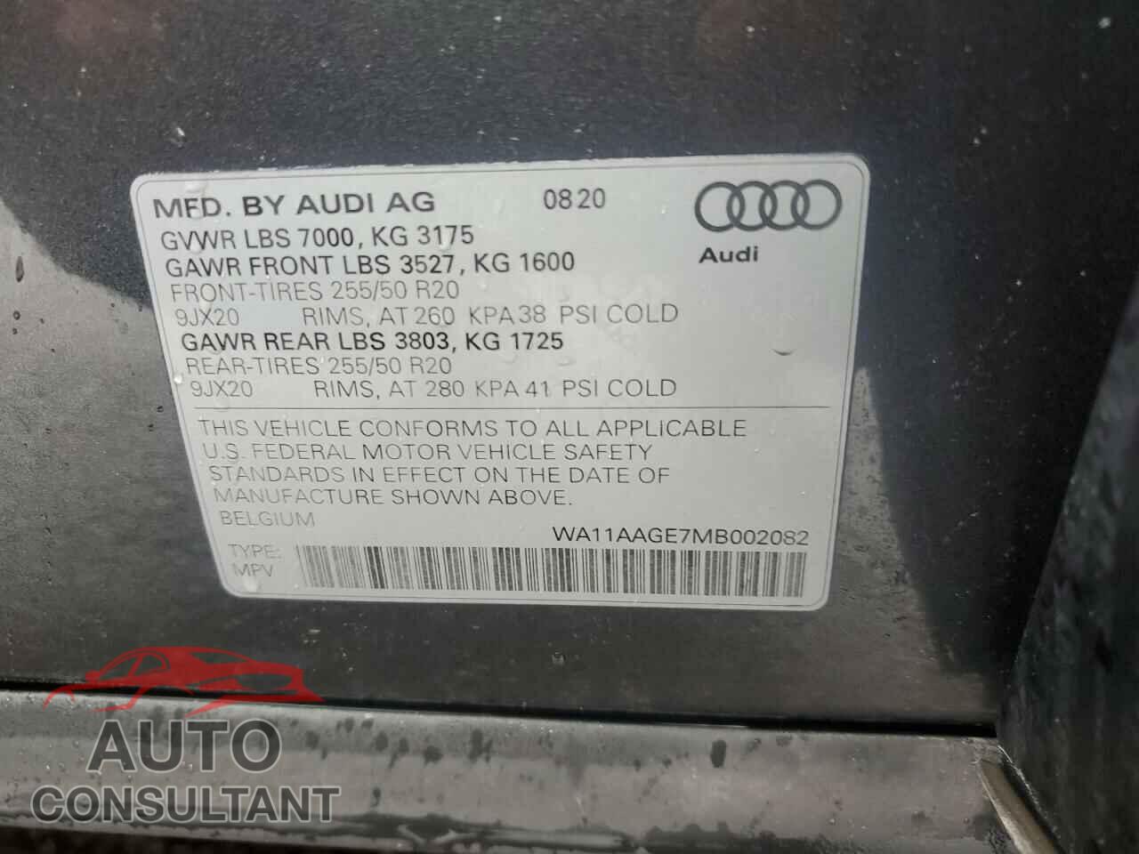 AUDI E-TRON 2021 - WA11AAGE7MB002082
