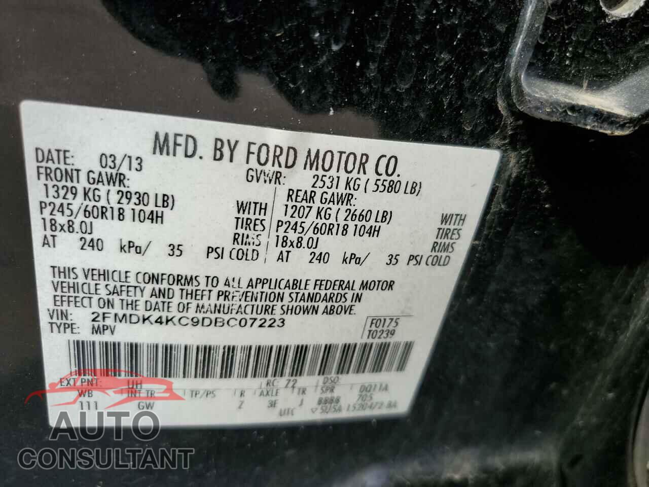 FORD EDGE 2013 - 2FMDK4KC9DBC07223