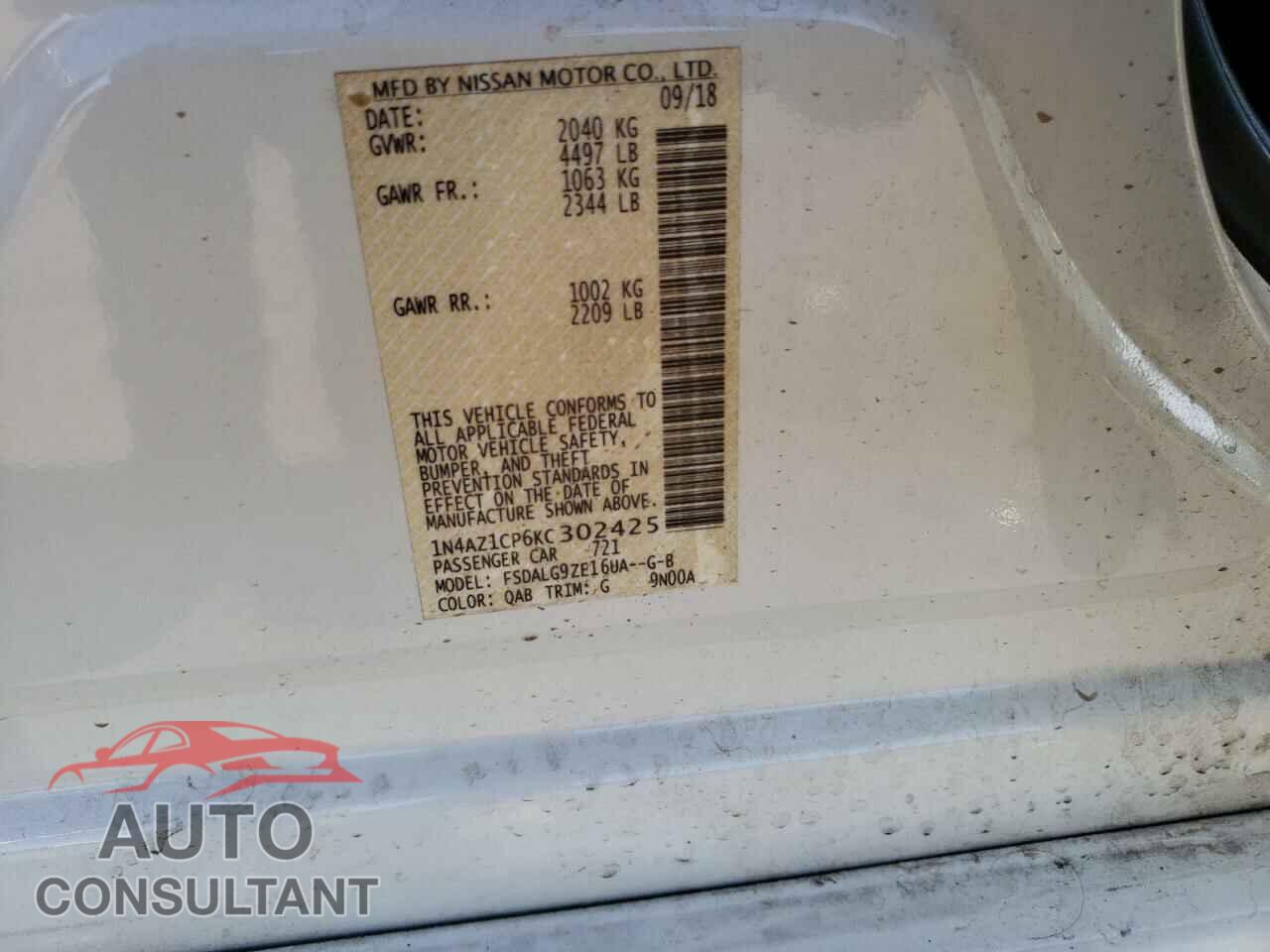 NISSAN LEAF 2019 - 1N4AZ1CP6KC302425