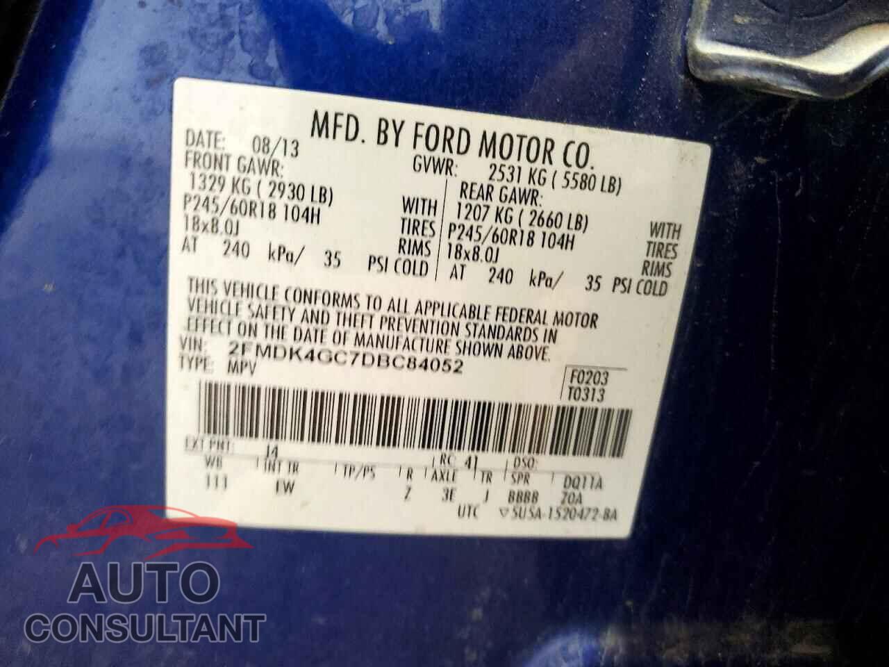 FORD EDGE 2013 - 2FMDK4GC7DBC84052