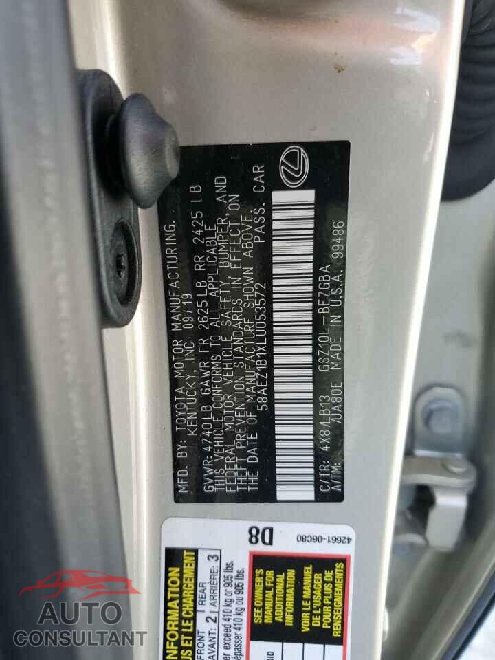 LEXUS ES350 2020 - 58AEZ1B1XLU053572