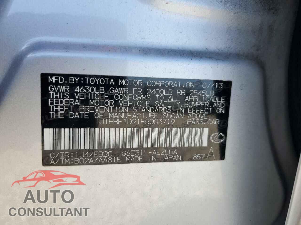 LEXUS IS 2014 - JTHBE1D21E5003719