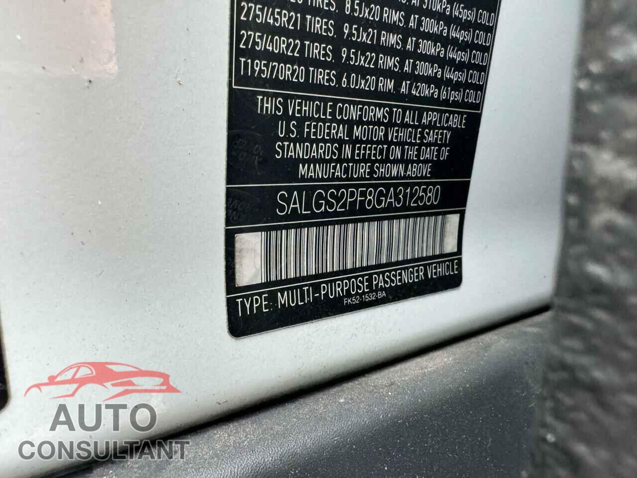 LAND ROVER RANGEROVER 2016 - SALGS2PF8GA312580