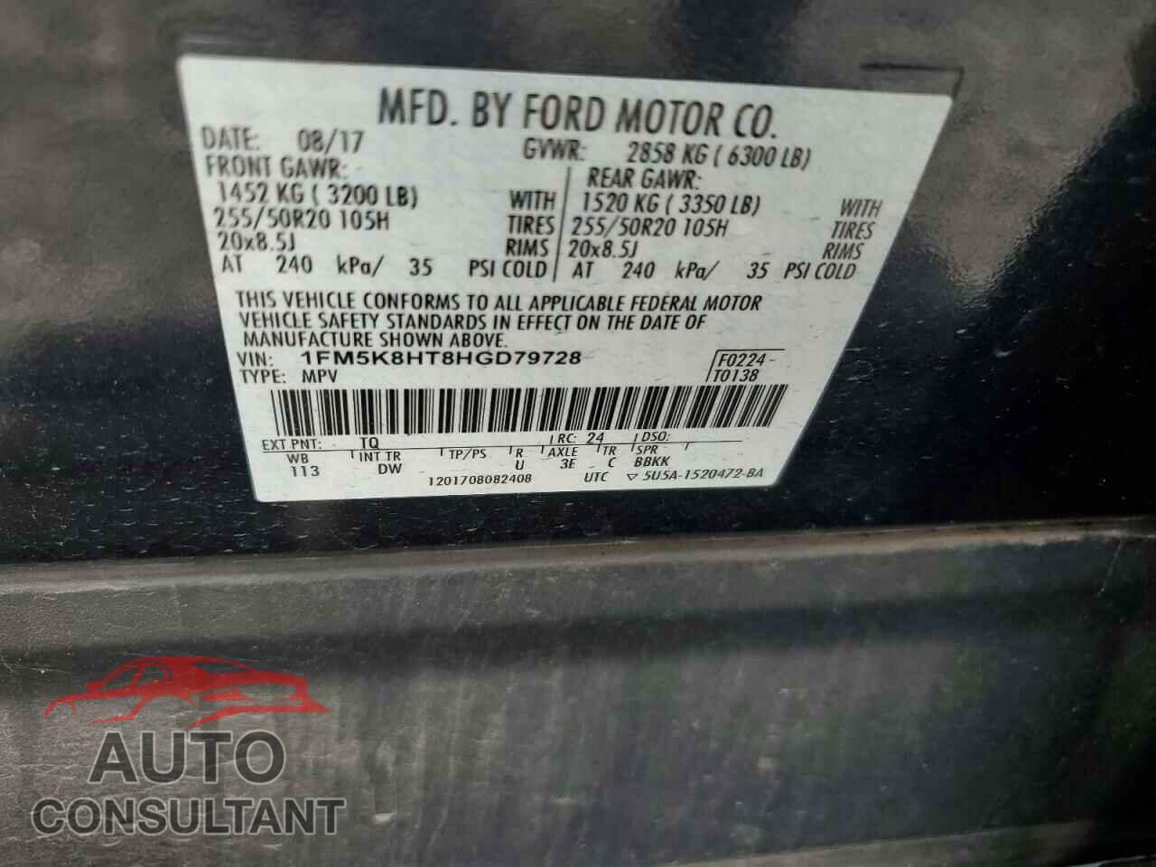 FORD EXPLORER 2017 - 1FM5K8HT8HGD79728