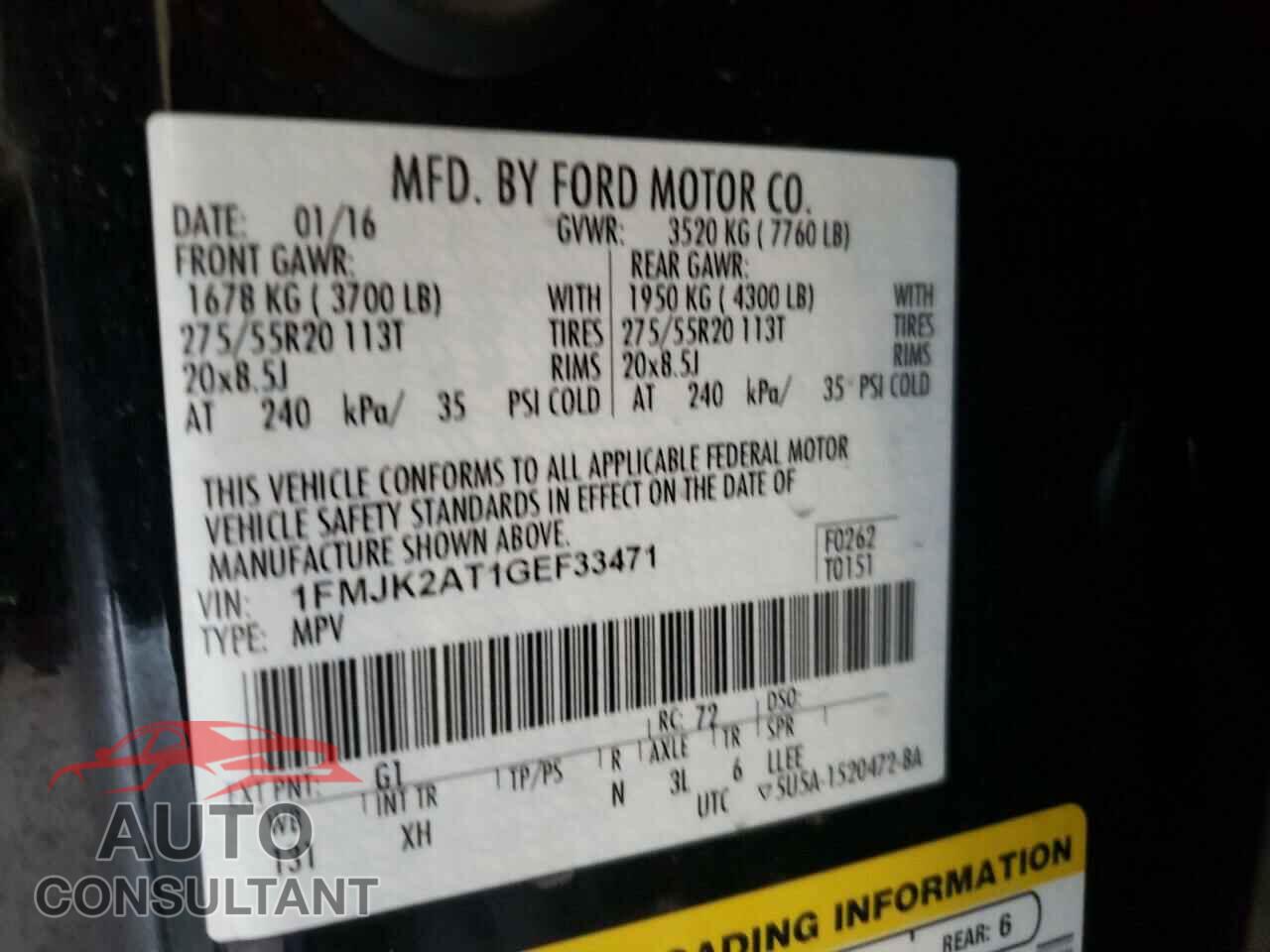 FORD EXPEDITION 2016 - 1FMJK2AT1GEF33471