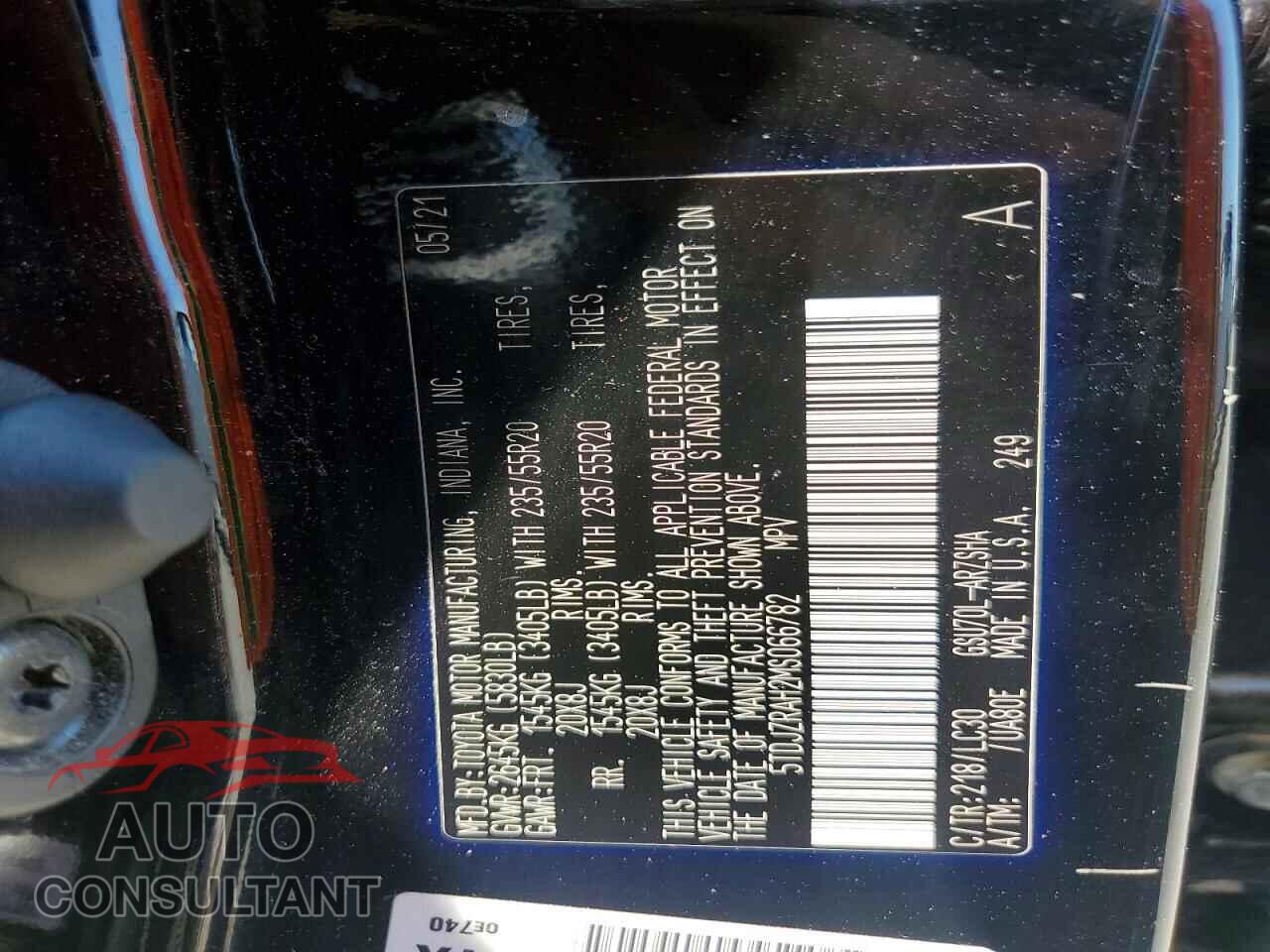 TOYOTA HIGHLANDER 2021 - 5TDJZRAH2MS066782