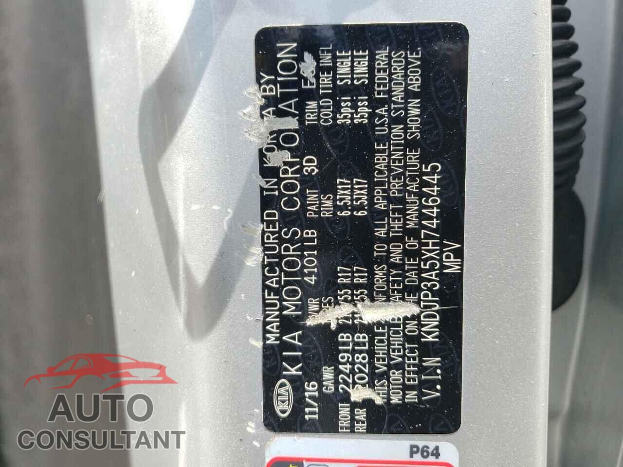 KIA SOUL 2017 - KNDJP3A5XH7446445