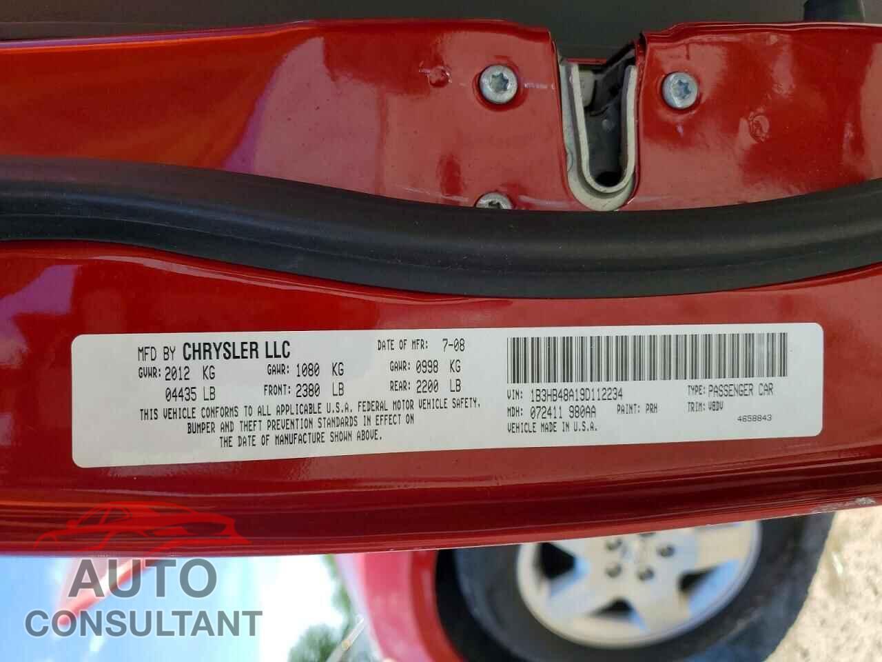 DODGE CALIBER 2009 - 1B3HB48A19D112234