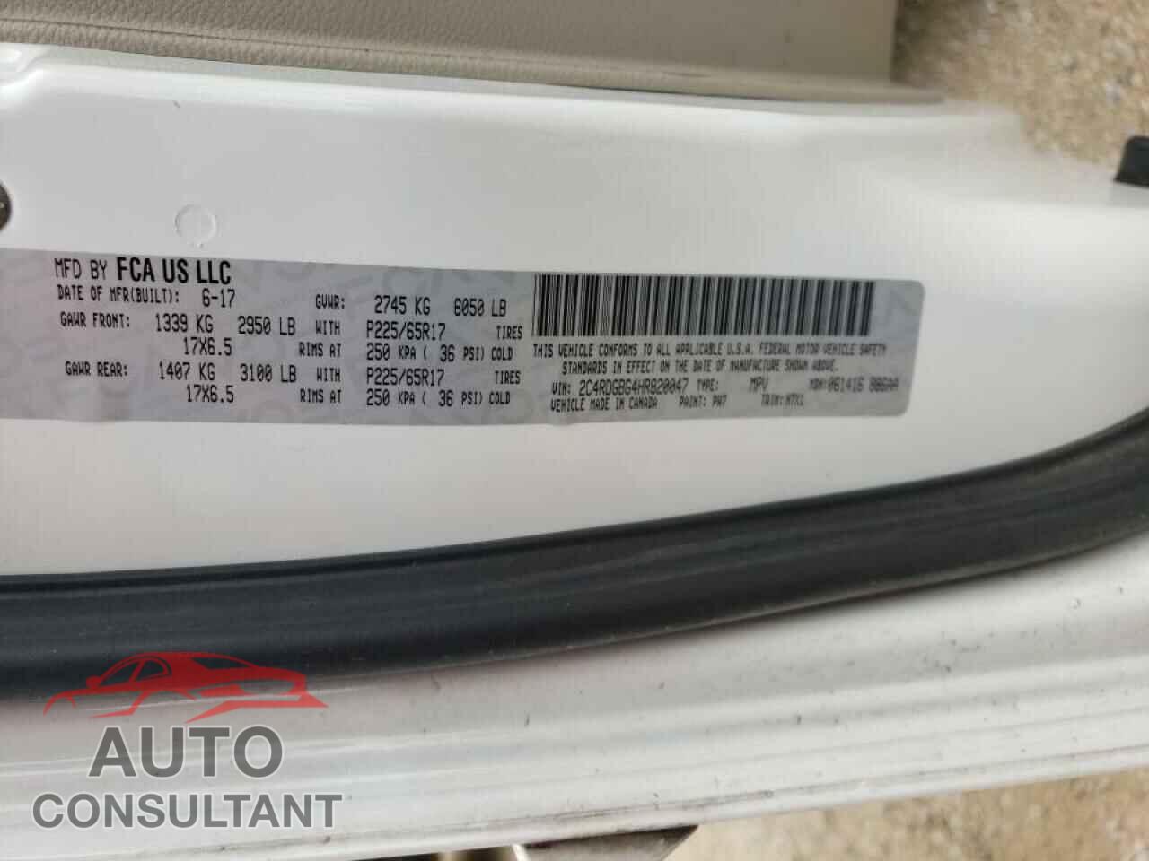 DODGE CARAVAN 2017 - 2C4RDGBG4HR820047